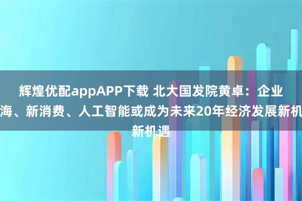 辉煌优配appAPP下载 北大国发院黄卓：企业出海、新消费、人工智能或成为未来20年经济发展新机遇