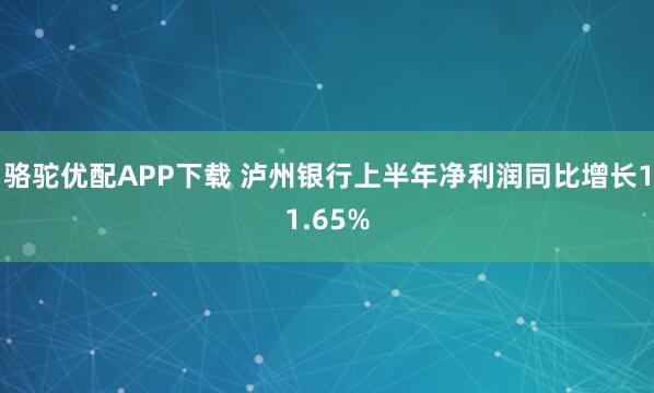 骆驼优配APP下载 泸州银行上半年净利润同比增长11.65%